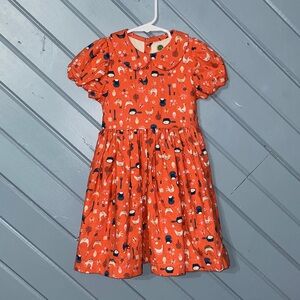 Nobler Wild Orange Novelty Print Girls Dress